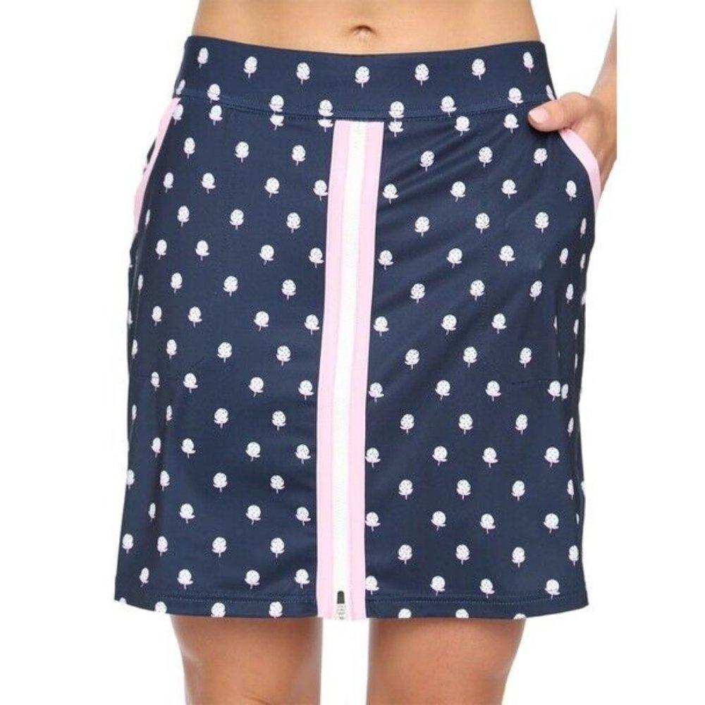Belyn Key Women's Skirt SMALL Front Zip Golf Skort Navy & Pink